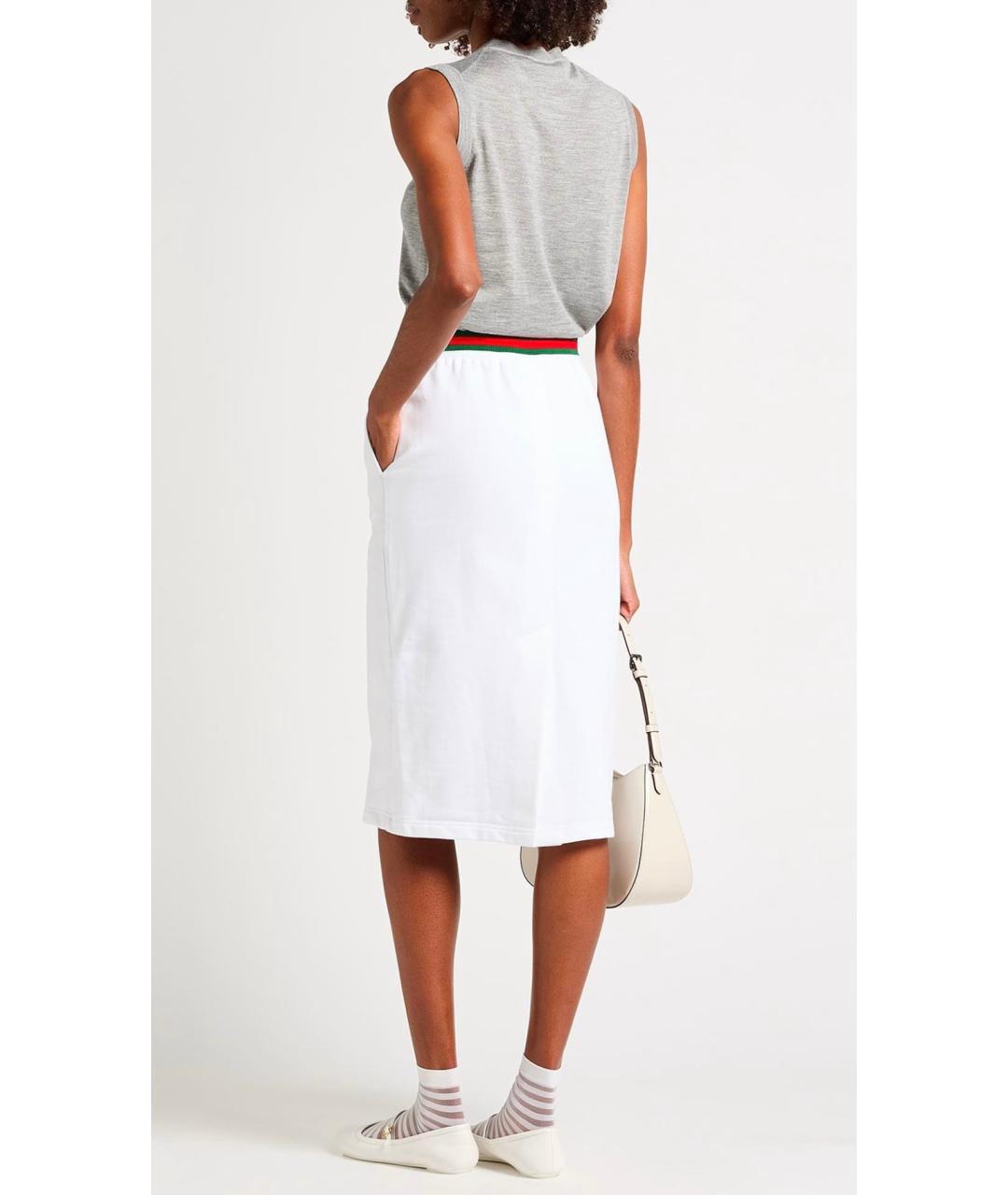 GUCCI Белая хлопковая юбка миди, фото 7