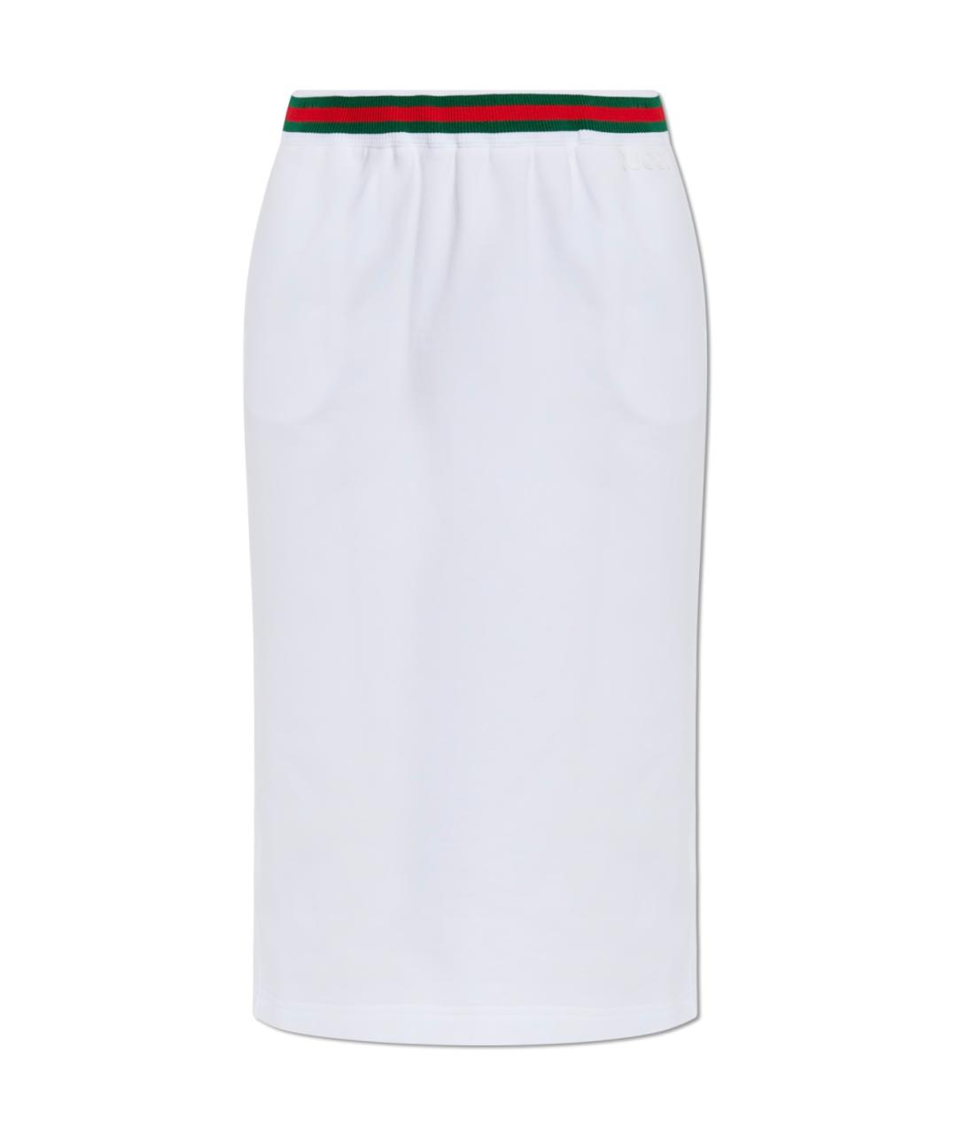 GUCCI Белая хлопковая юбка миди, фото 1