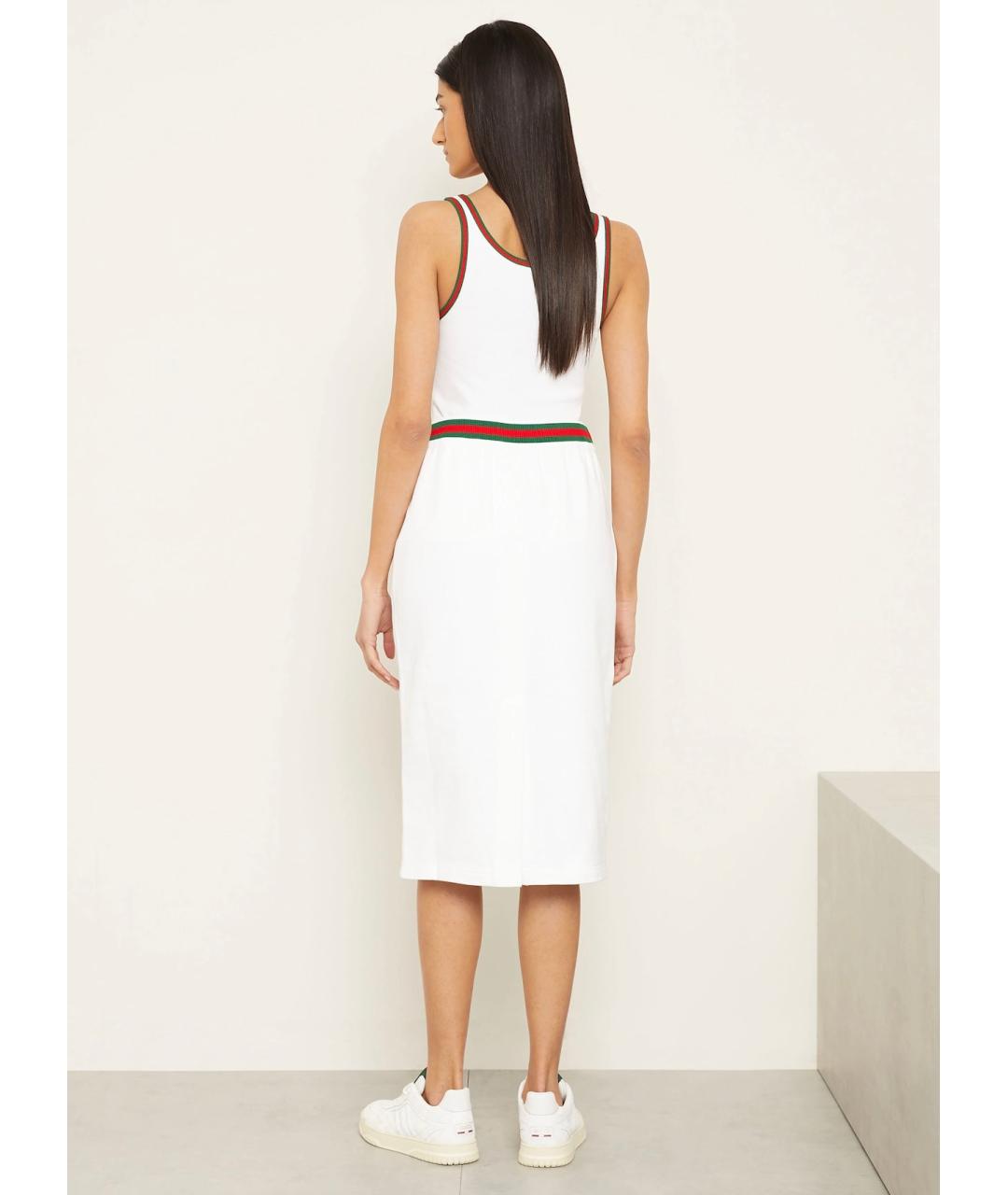 GUCCI Белая хлопковая юбка миди, фото 5