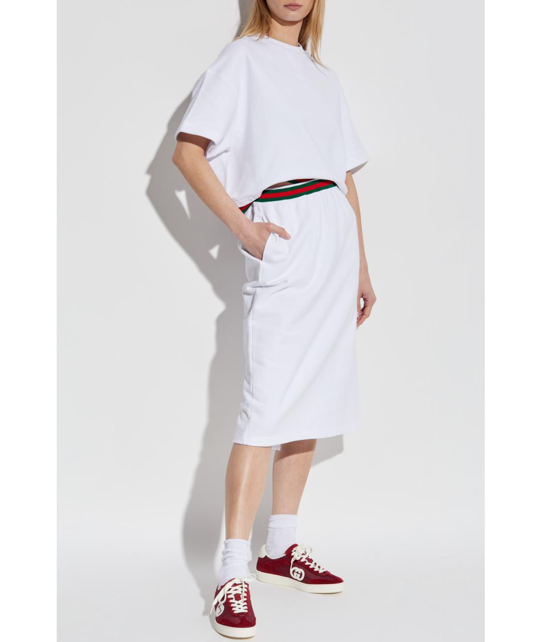 GUCCI Белая хлопковая юбка миди, фото 2
