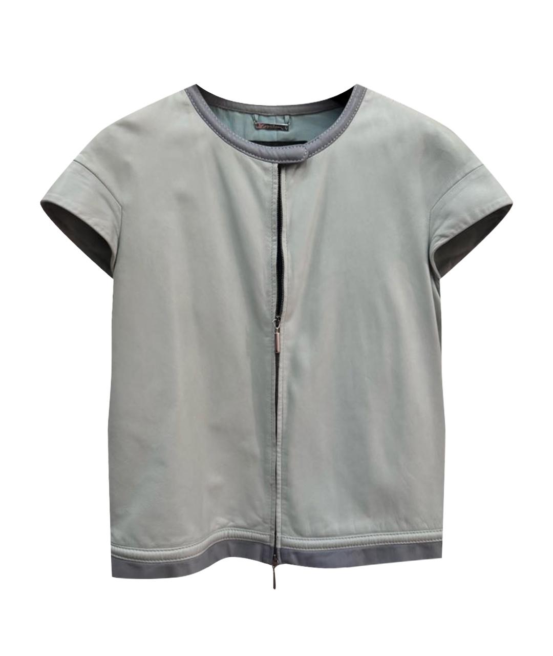 GIORGIO ARMANI Голубой кожаный жилет, фото 1