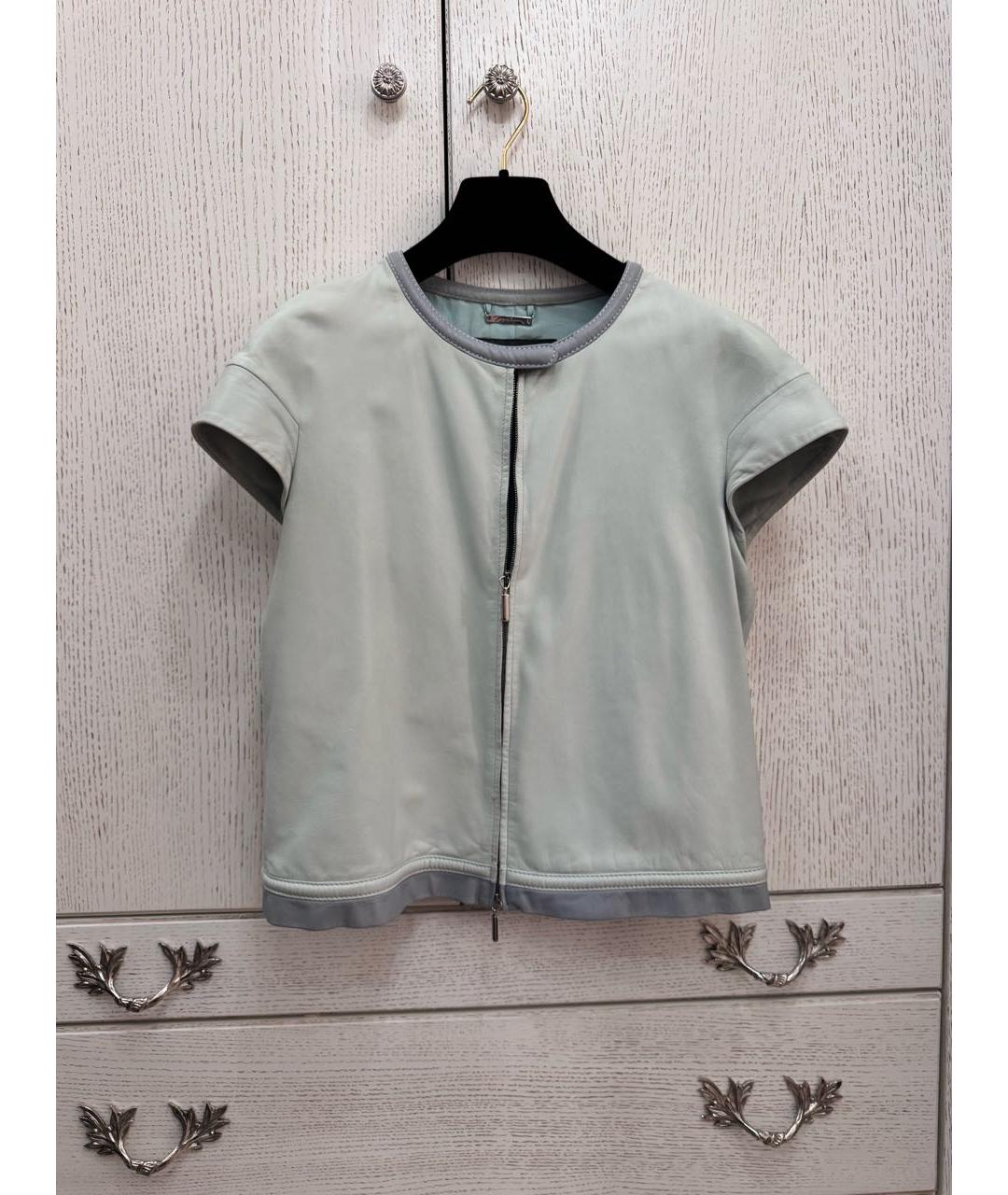 GIORGIO ARMANI Голубой кожаный жилет, фото 6