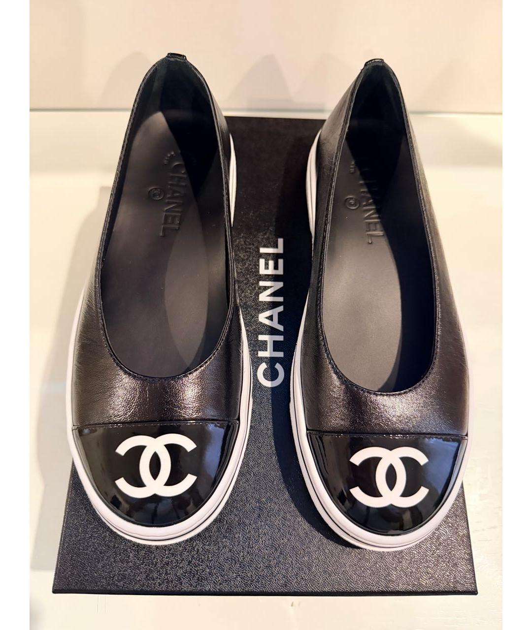 CHANEL Черные кожаные балетки, фото 2