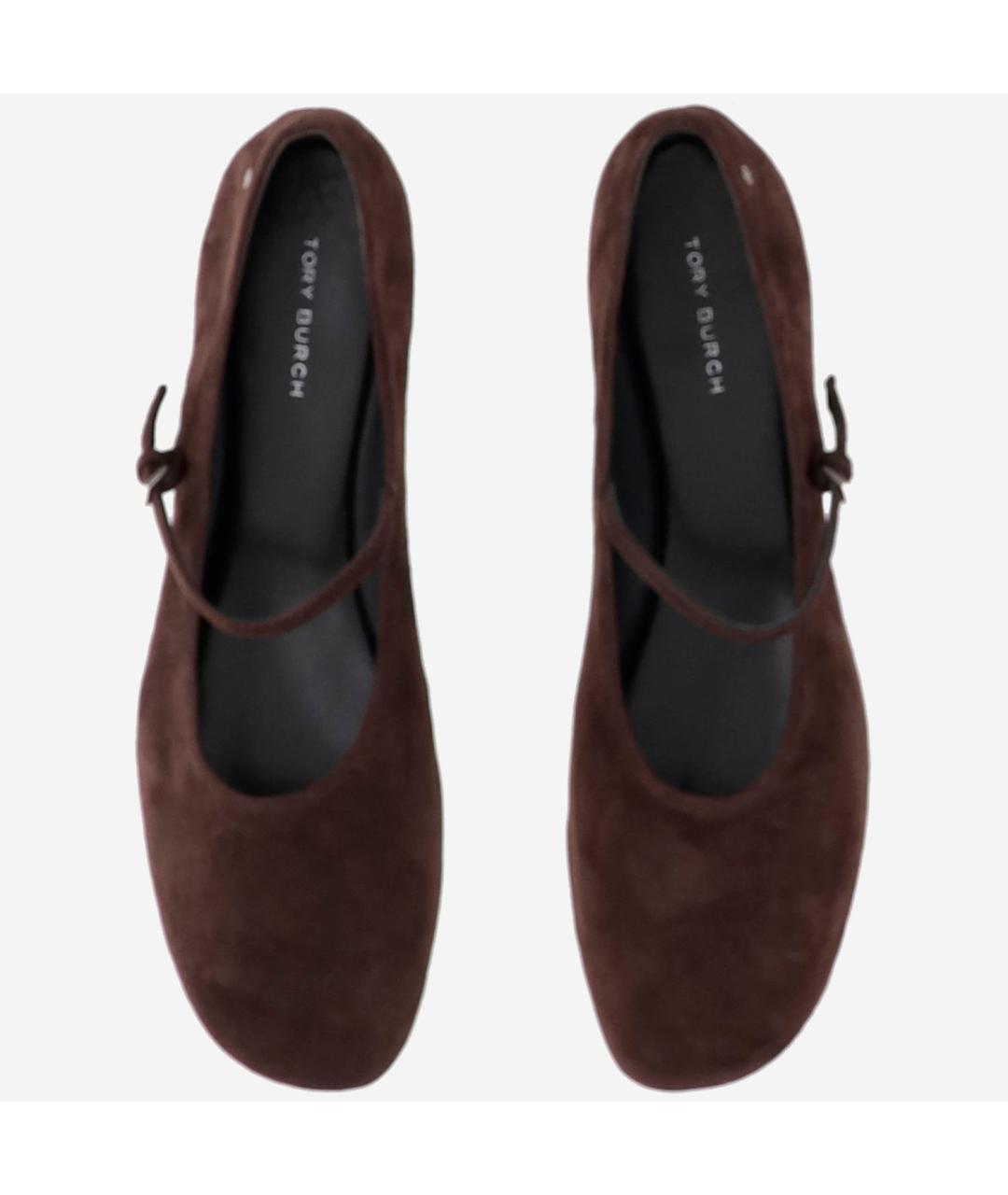 TORY BURCH Коричневые замшевые балетки, фото 2