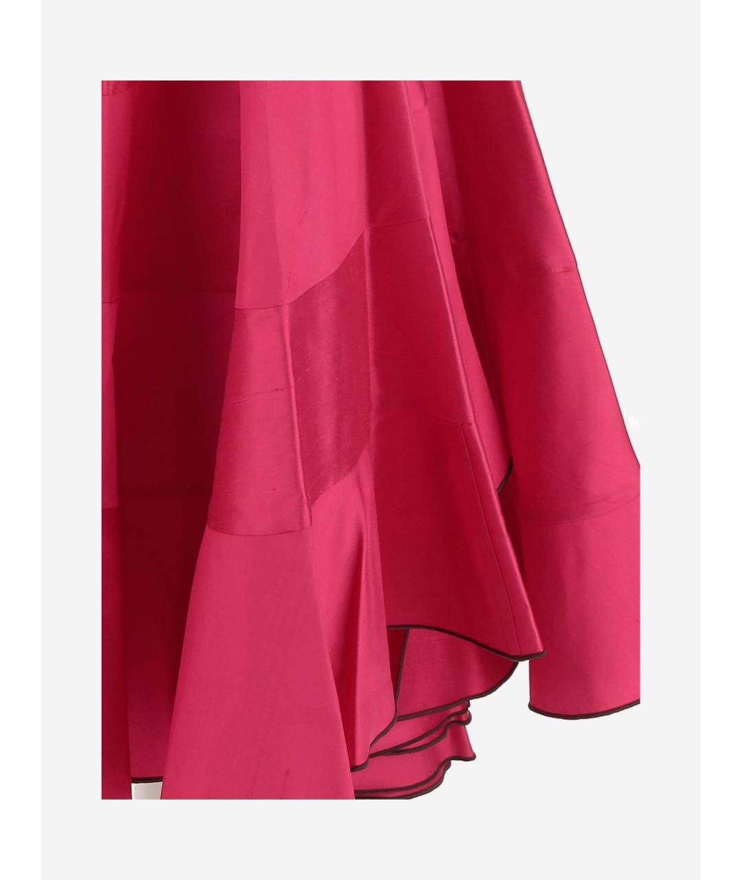 TORY BURCH Фуксия шелковая юбка миди, фото 3