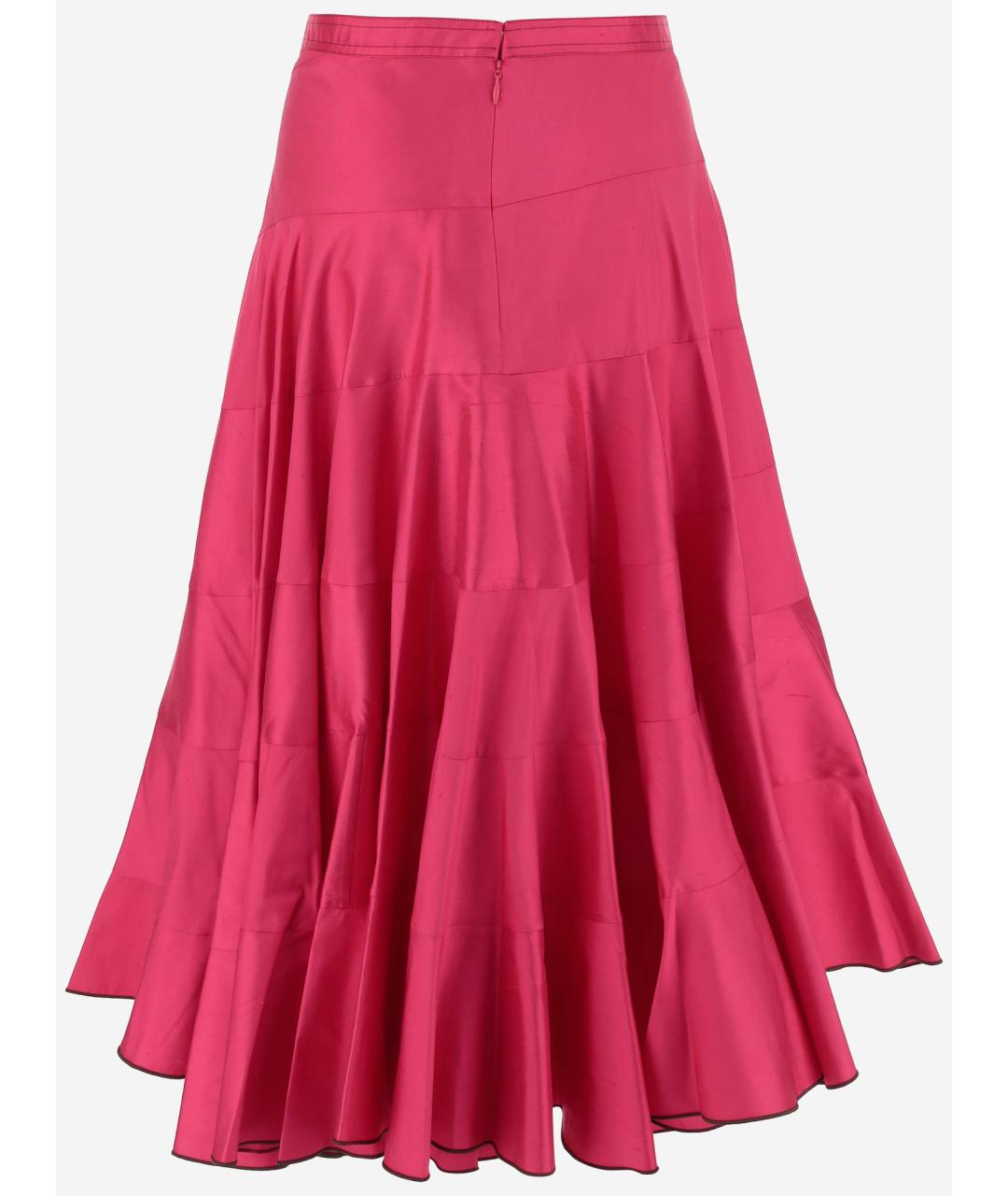 TORY BURCH Фуксия шелковая юбка миди, фото 2