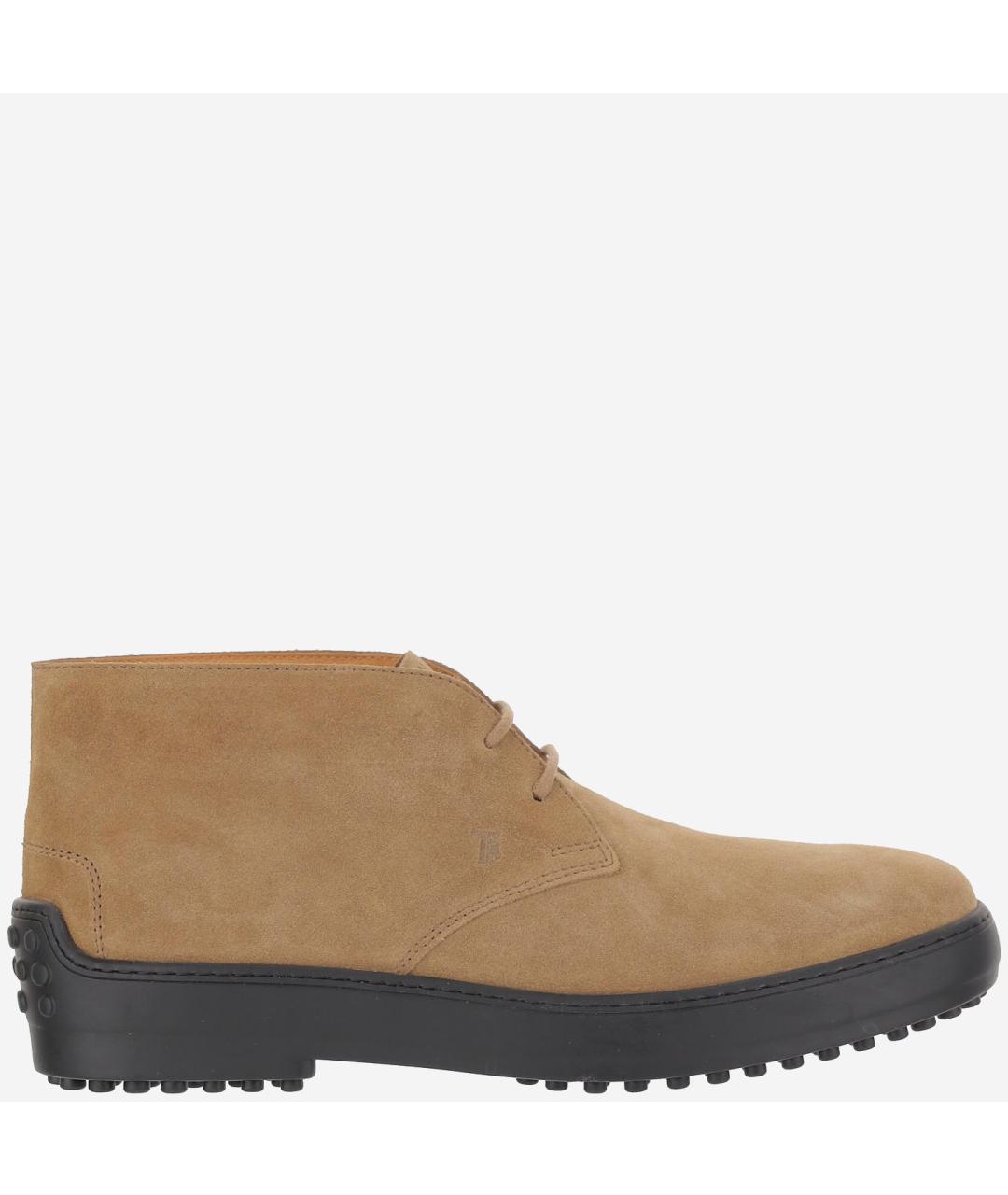 TOD'S Бежевые замшевые низкие кроссовки / кеды, фото 6