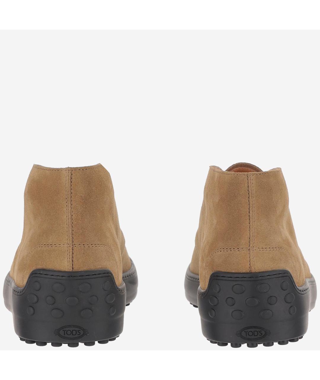 TOD'S Бежевые замшевые низкие кроссовки / кеды, фото 4