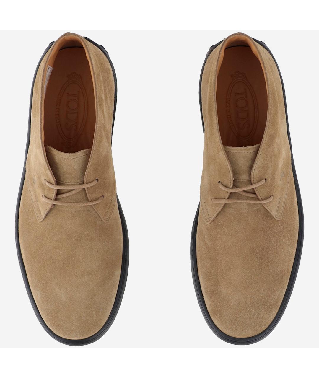 TOD'S Бежевые замшевые низкие кроссовки / кеды, фото 2