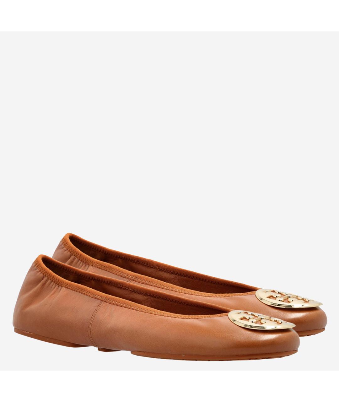 TORY BURCH Коричневые кожаные балетки, фото 2