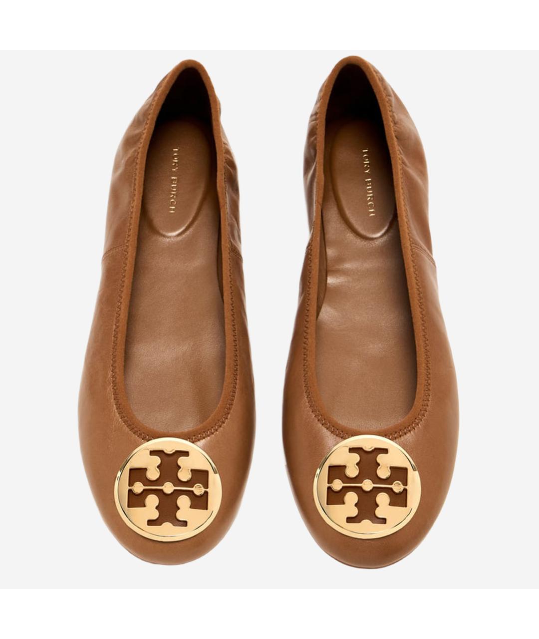 TORY BURCH Коричневые кожаные балетки, фото 3