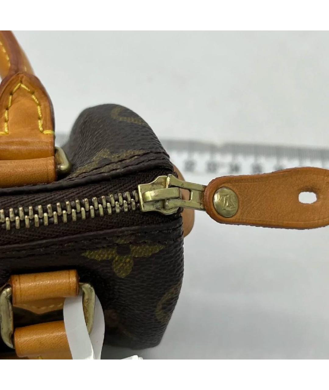 LOUIS VUITTON Коричневая кожаная сумка с короткими ручками, фото 7