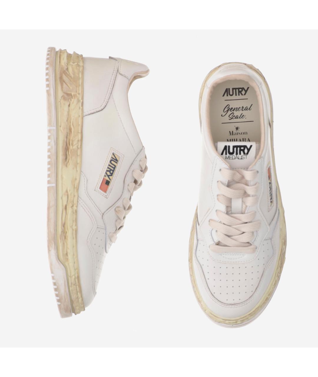 AUTRY Белые кожаные низкие кроссовки / кеды, фото 4