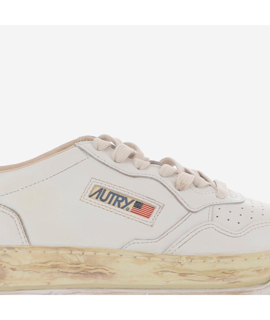 AUTRY Белые кожаные низкие кроссовки / кеды, фото 5