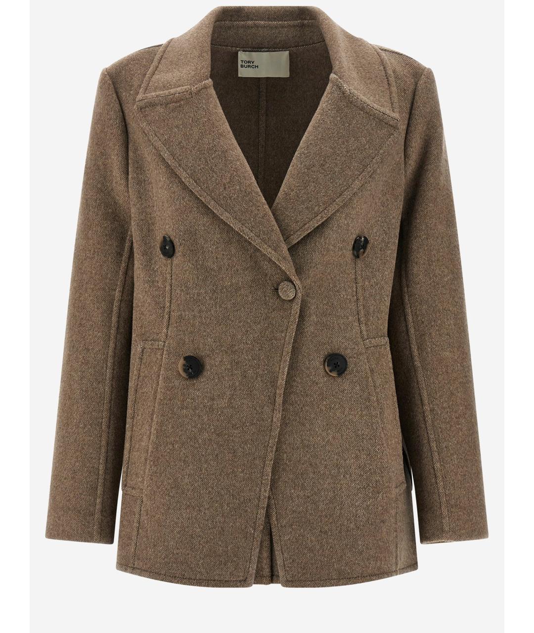 TORY BURCH Бежевое шерстяное пальто, фото 4