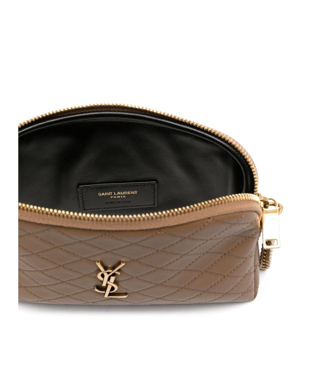 SAINT LAURENT Бежевая кожаная сумка через плечо, фото 3