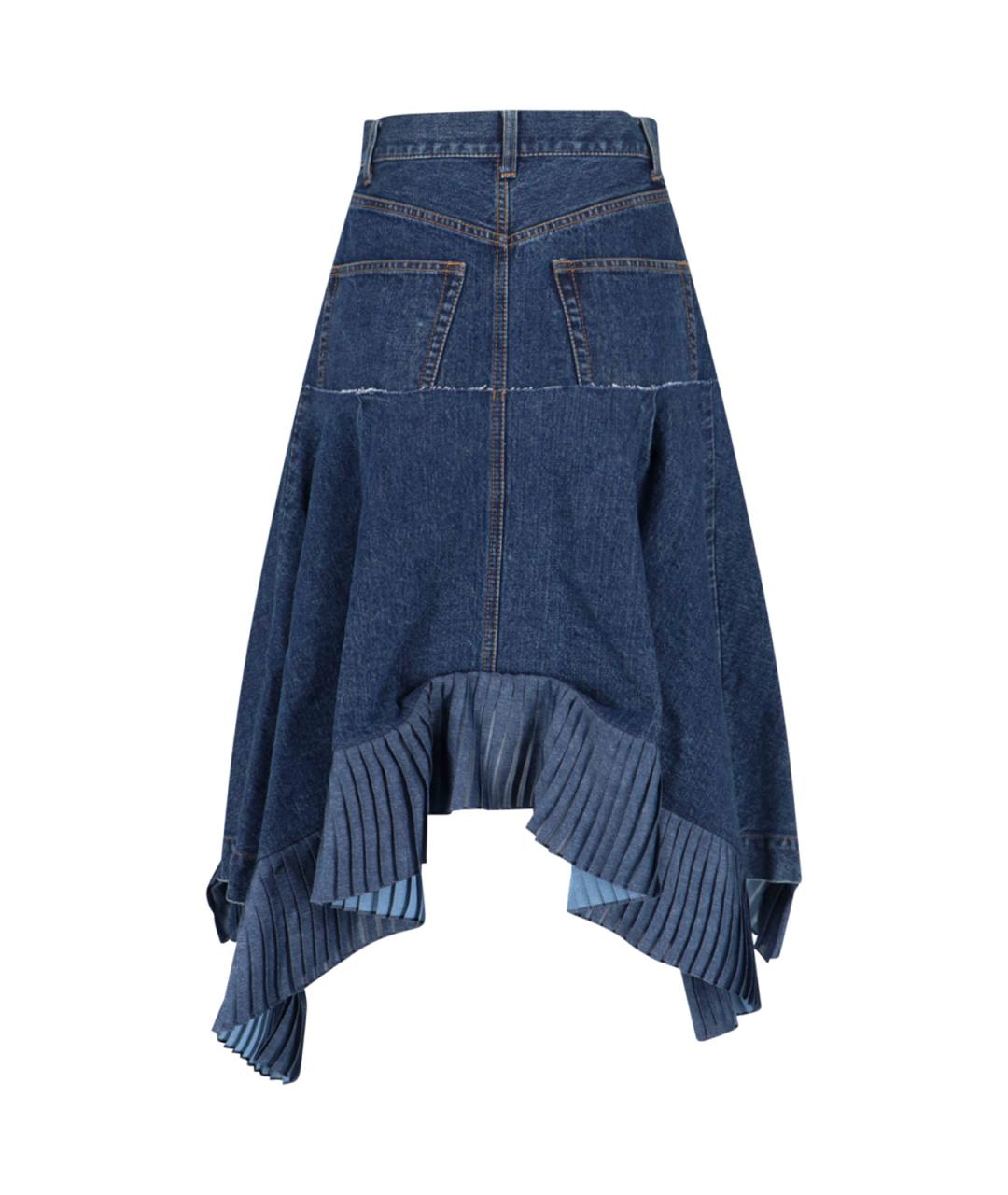 SACAI Синяя хлопковая юбка миди, фото 2