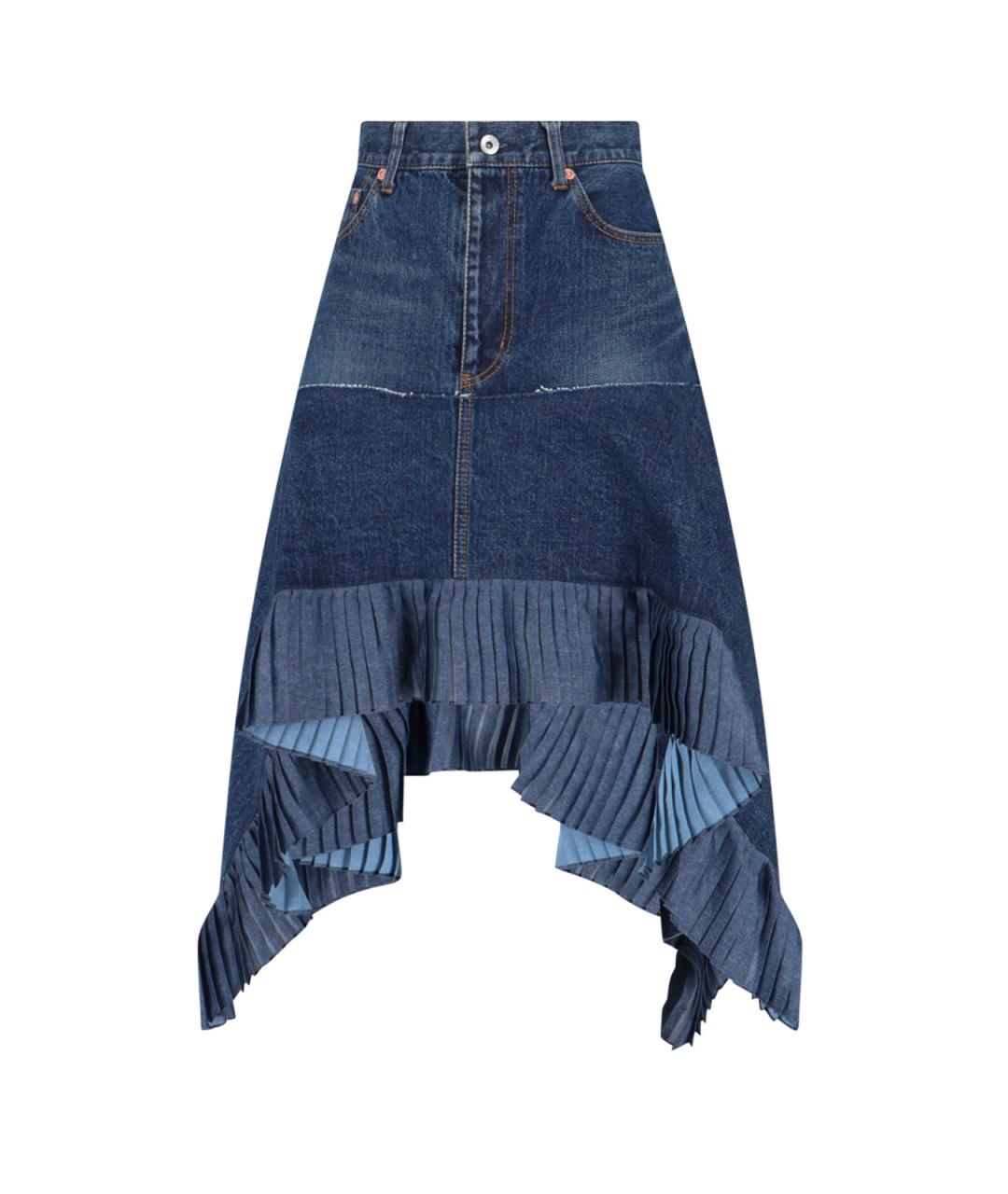 SACAI Синяя хлопковая юбка миди, фото 1