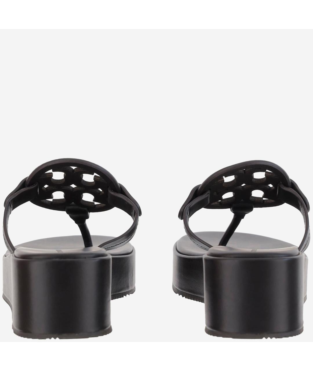 TORY BURCH Черные кожаные шлепанцы, фото 4