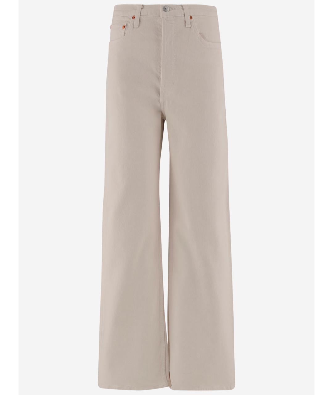 RE/DONE Бежевые хлопковые прямые джинсы, фото 4