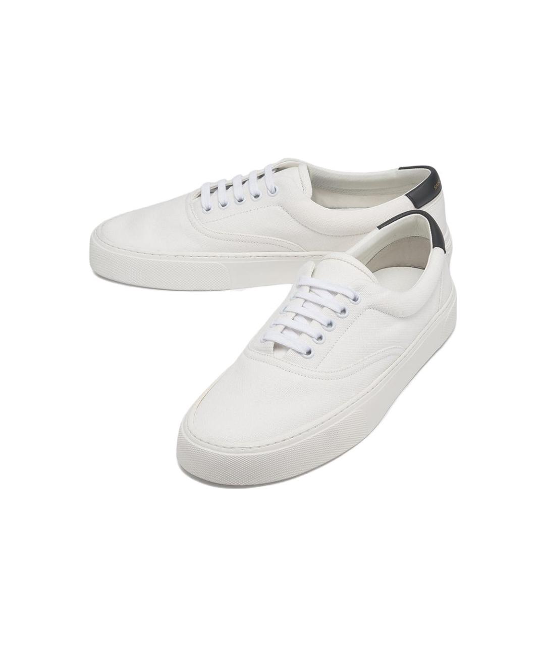 SAINT LAURENT Белые текстильные низкие кроссовки / кеды, фото 2