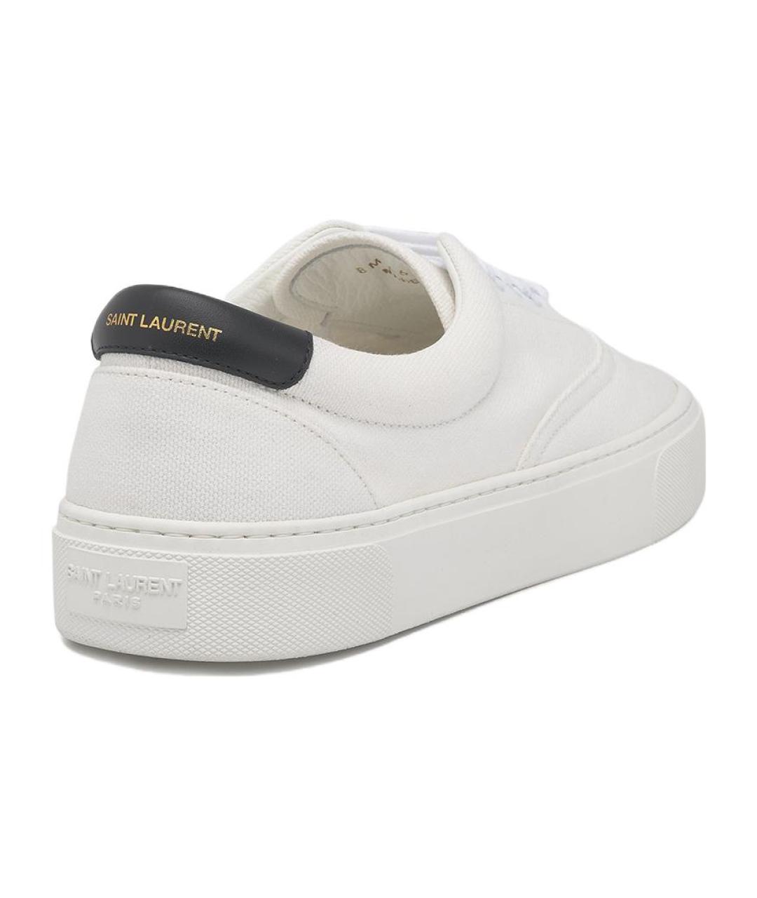SAINT LAURENT Белые текстильные низкие кроссовки / кеды, фото 4