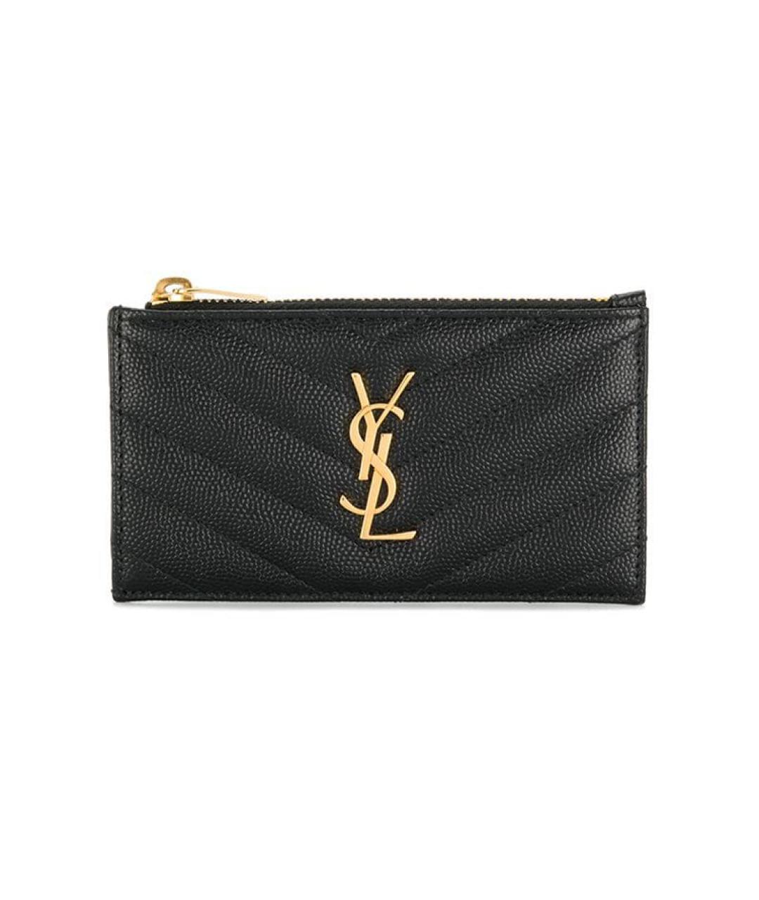 SAINT LAURENT Черный кожаный кардхолдер, фото 4