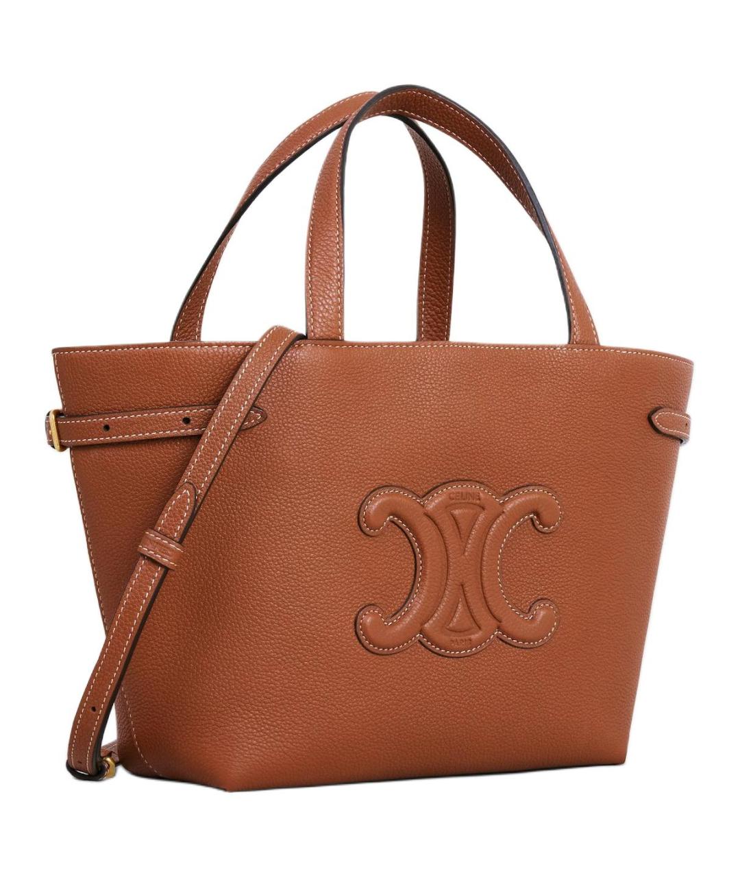 CELINE Коричневая кожаная сумка через плечо, фото 4