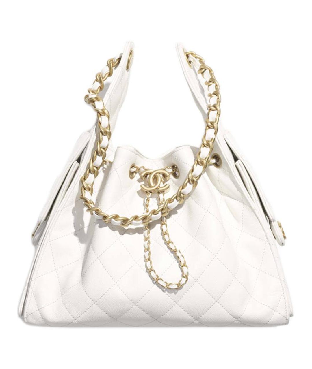CHANEL Белая кожаная сумка через плечо, фото 2