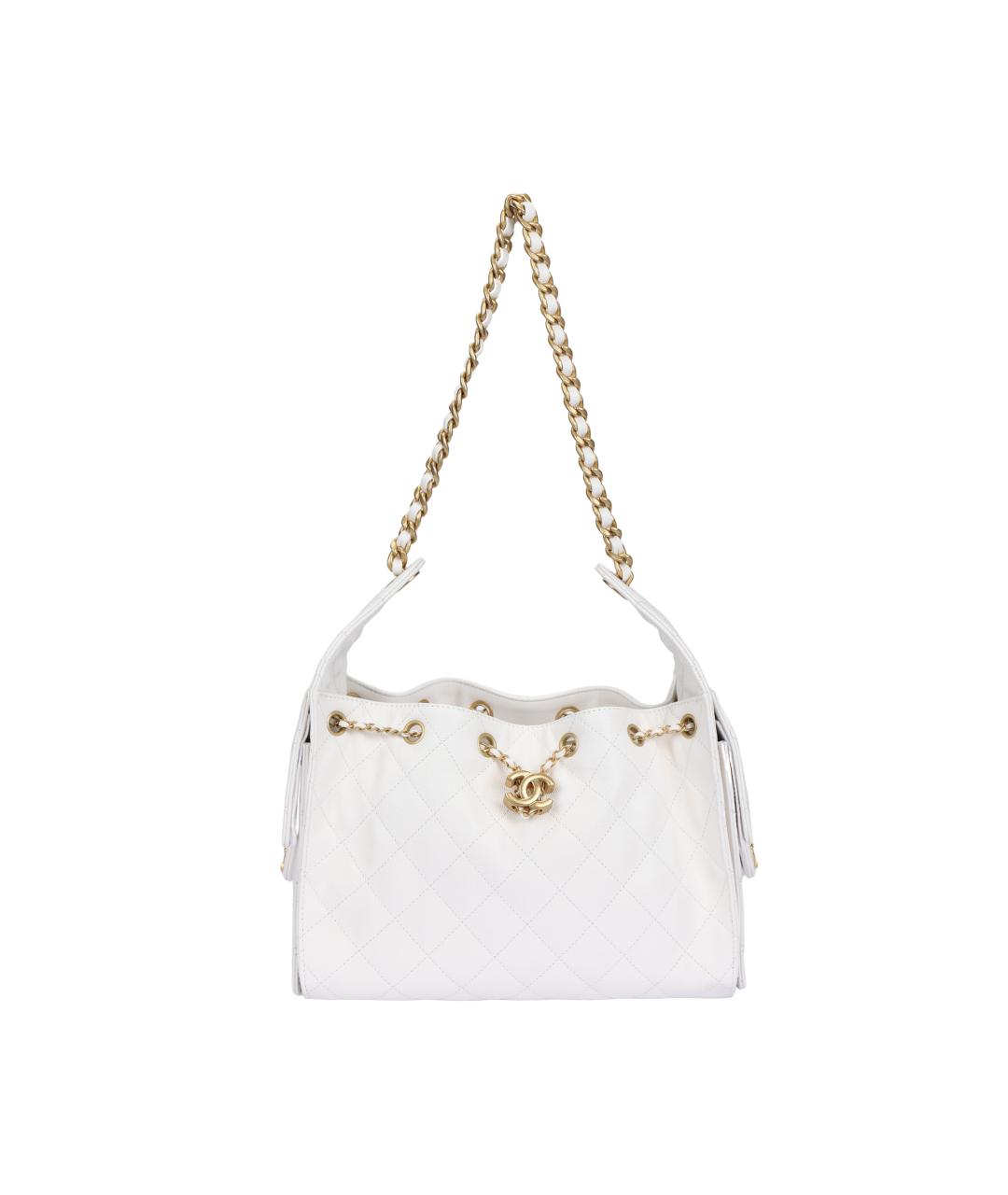 CHANEL Белая кожаная сумка через плечо, фото 6