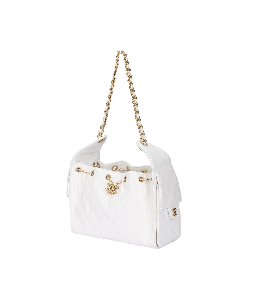 CHANEL Белая кожаная сумка через плечо, фото 7