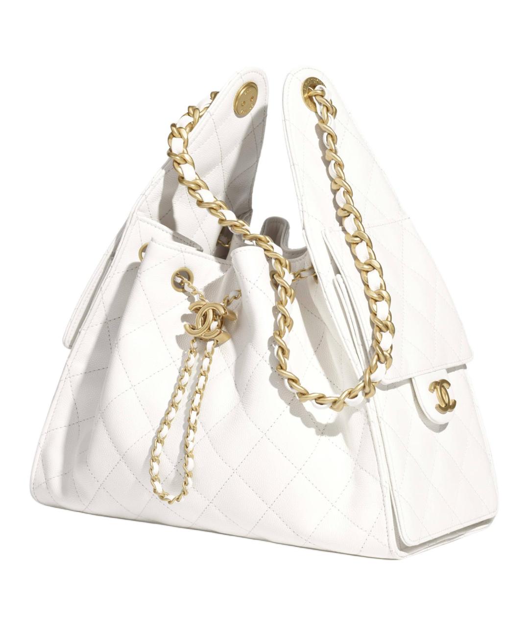 CHANEL Белая кожаная сумка через плечо, фото 3
