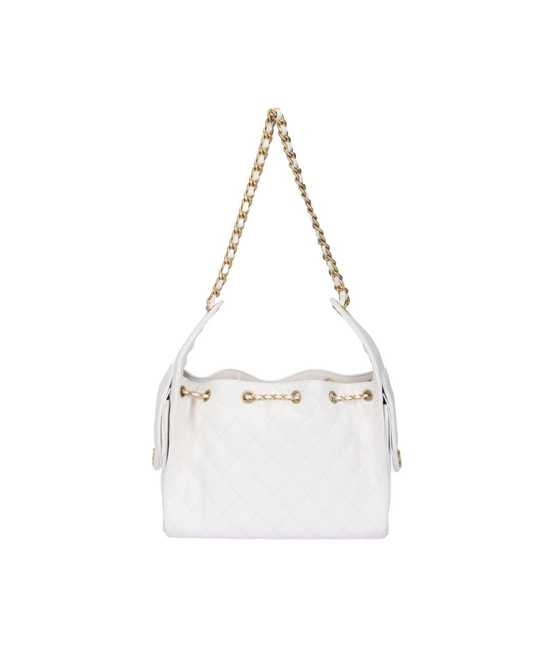 CHANEL Белая кожаная сумка через плечо, фото 8