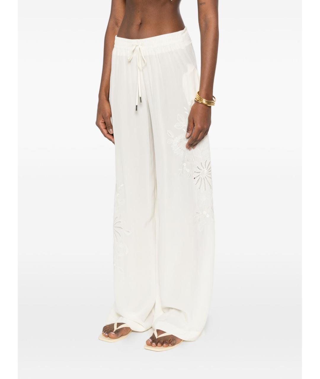 ERMANNO SCERVINO Бежевые шелковые брюки широкие, фото 3