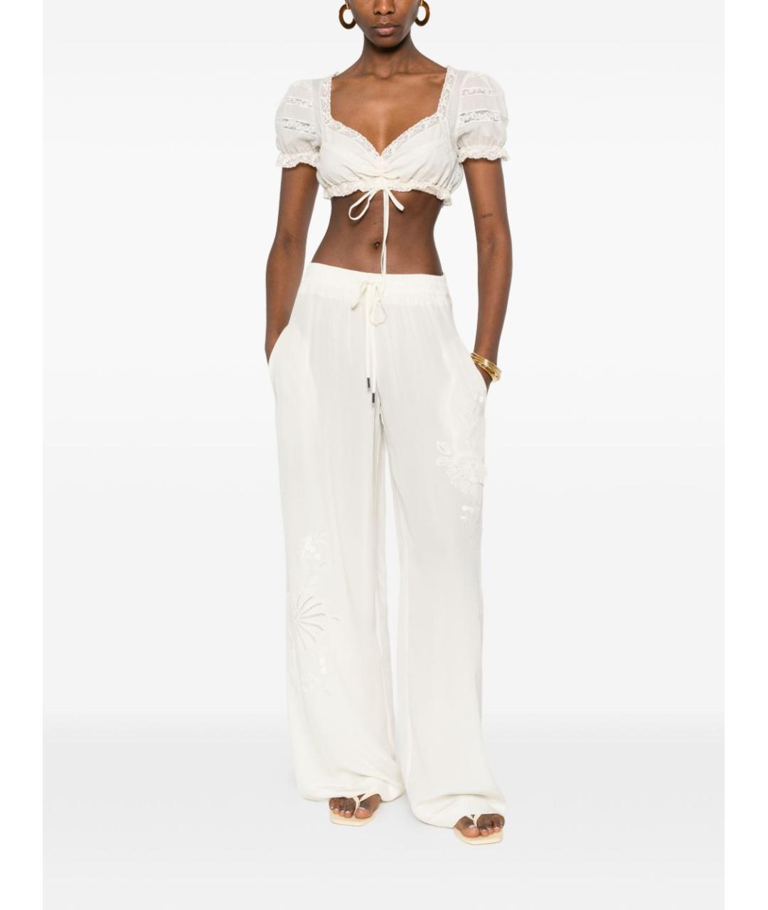 ERMANNO SCERVINO Бежевые шелковые брюки широкие, фото 2