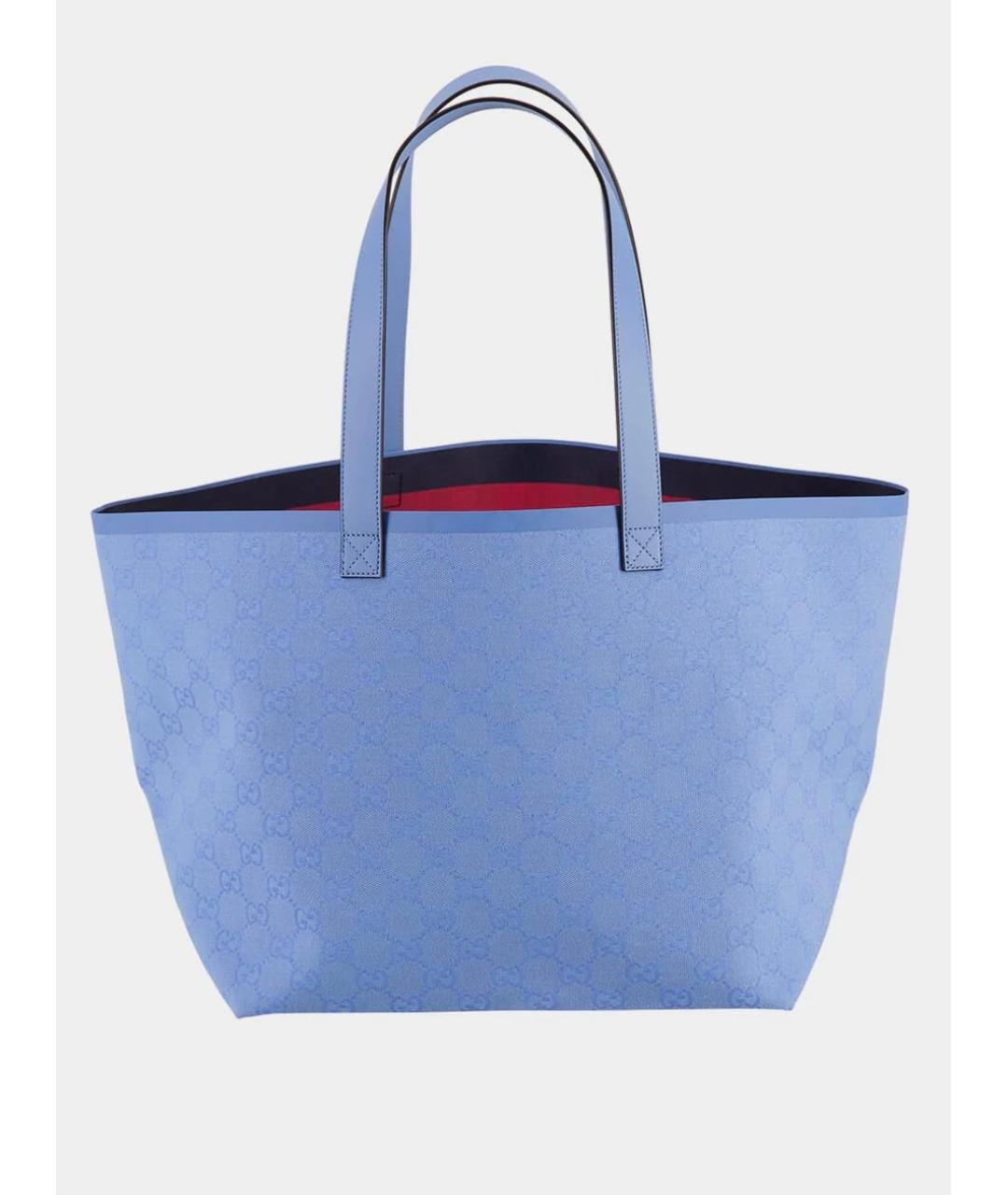 GUCCI Голубая тканевая сумка тоут, фото 5