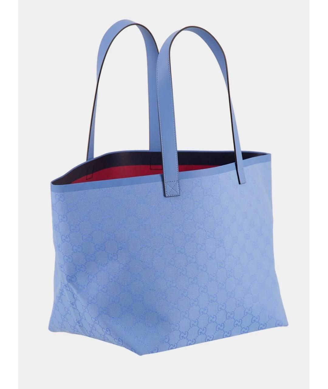 GUCCI Голубая тканевая сумка тоут, фото 2