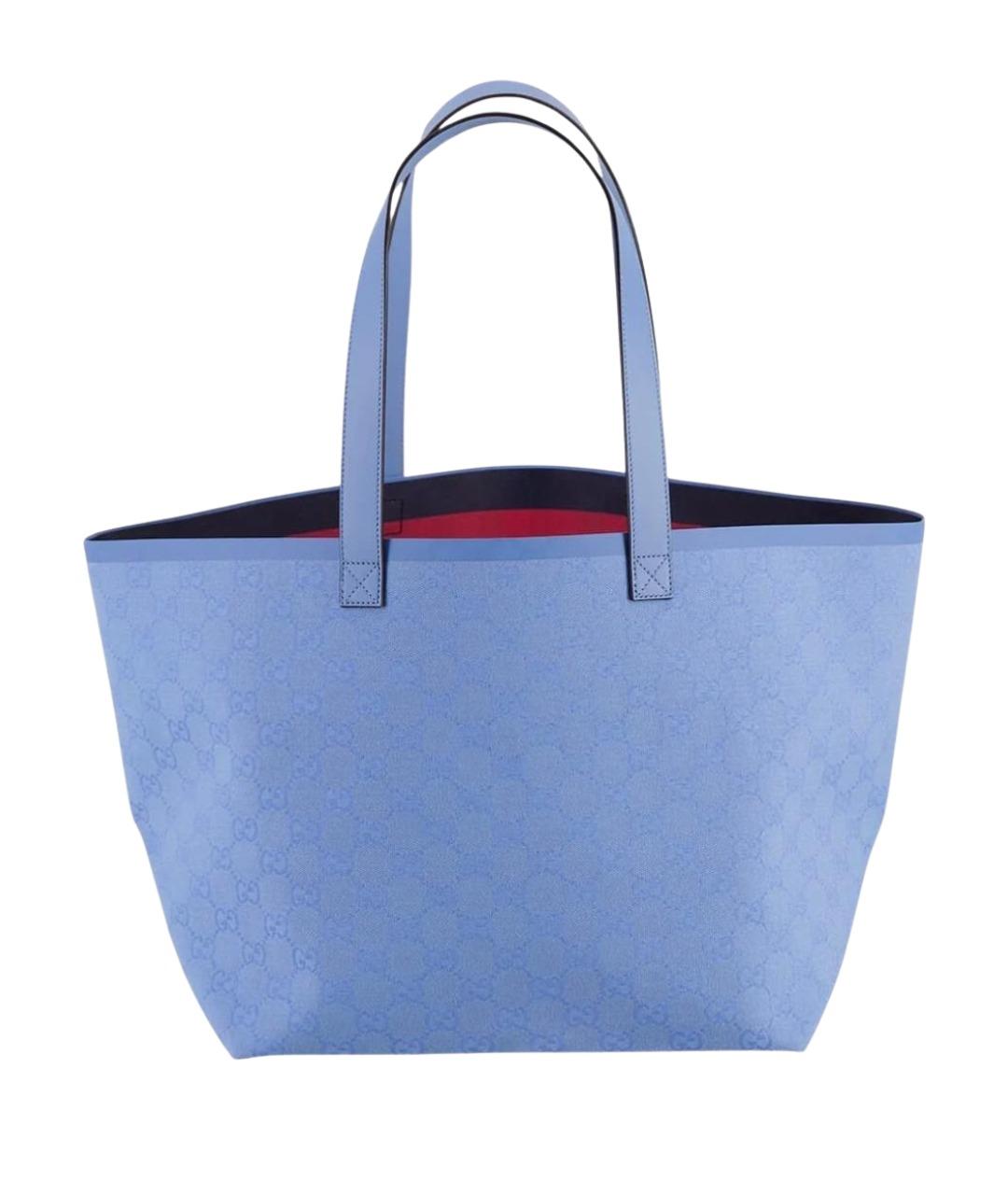 GUCCI Голубая тканевая сумка тоут, фото 1