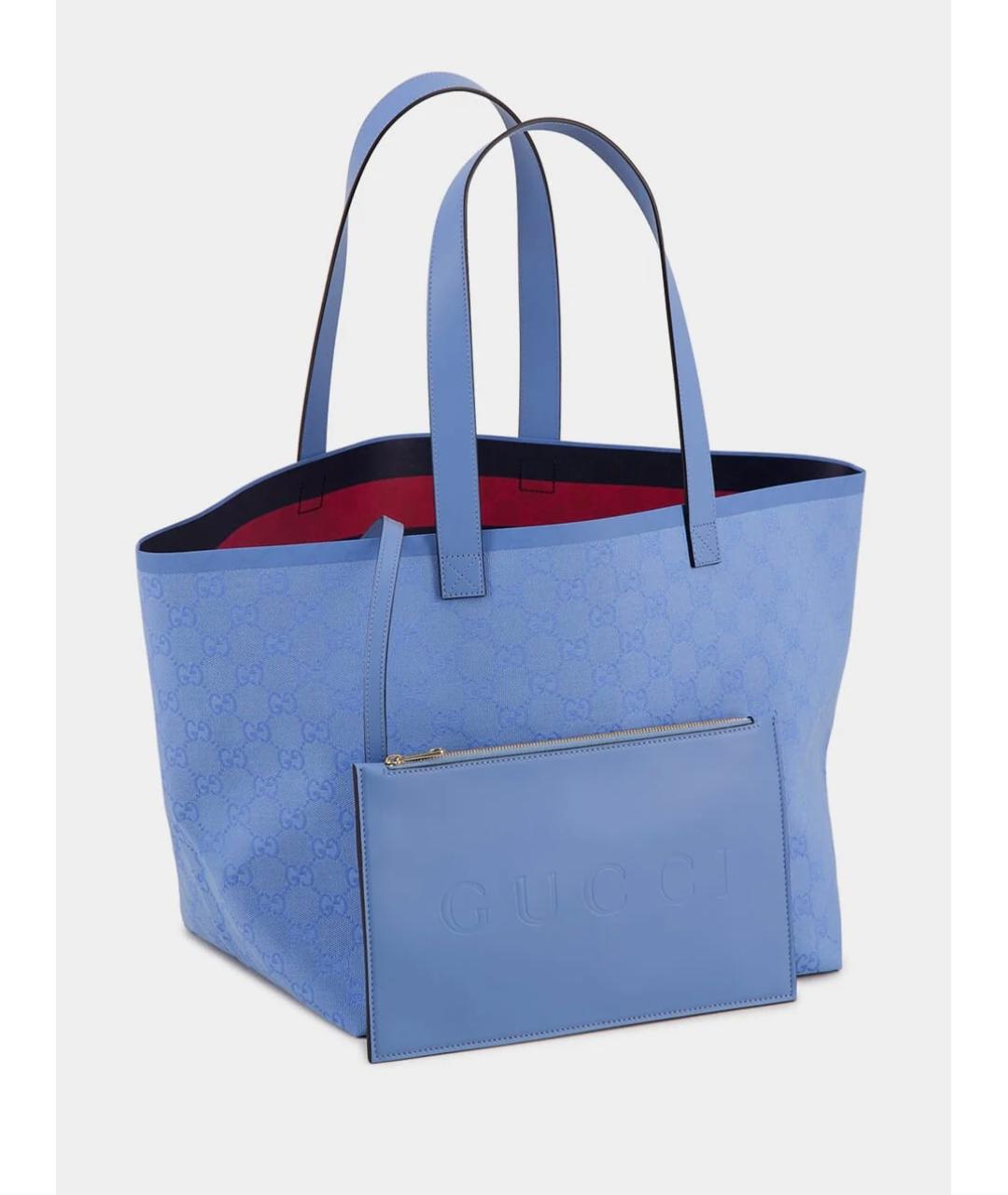 GUCCI Голубая тканевая сумка тоут, фото 4