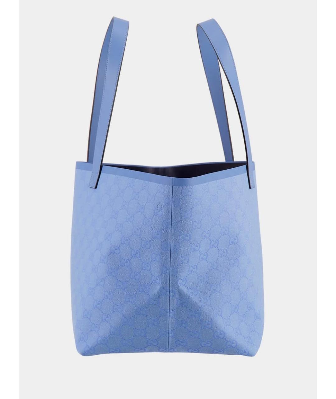 GUCCI Голубая тканевая сумка тоут, фото 3