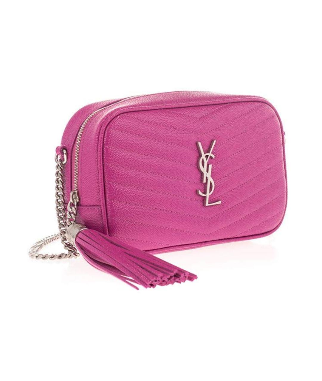 SAINT LAURENT Розовая кожаная сумка через плечо, фото 2