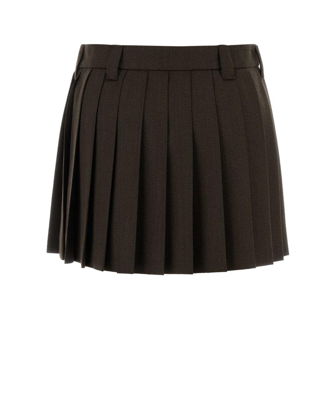 MIU MIU Коричневая шерстяная юбка мини, фото 2