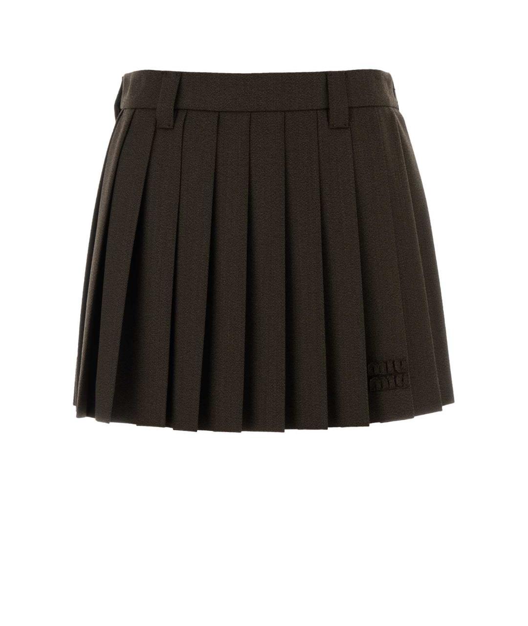 MIU MIU Коричневая шерстяная юбка мини, фото 3