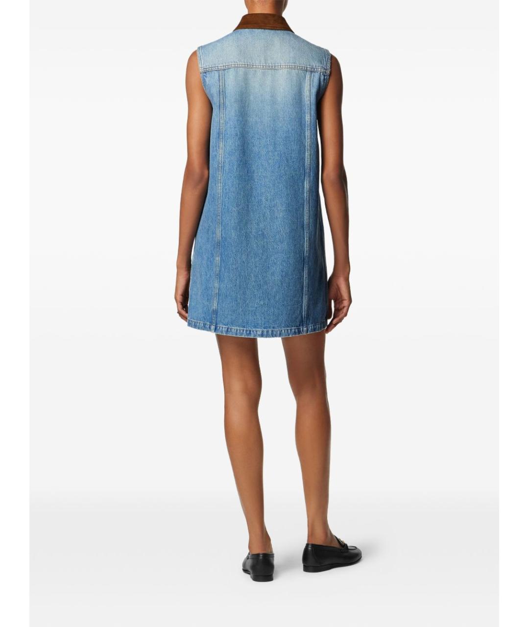 VERSACE Голубое хлопковое повседневное платье, фото 4