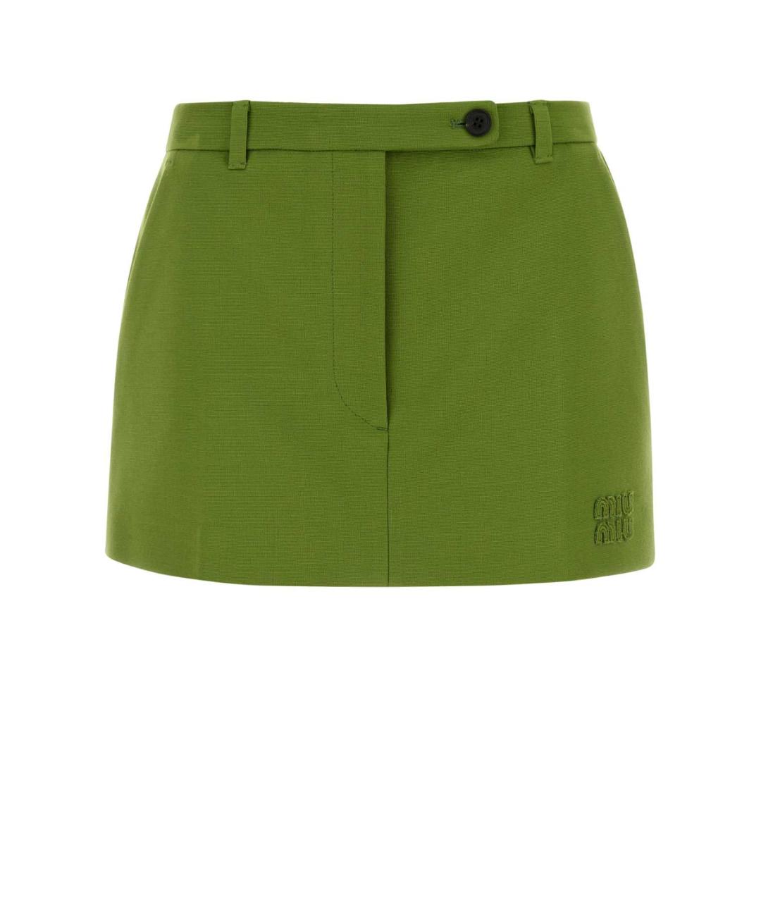 MIU MIU Зеленая полиамидовая юбка мини, фото 1