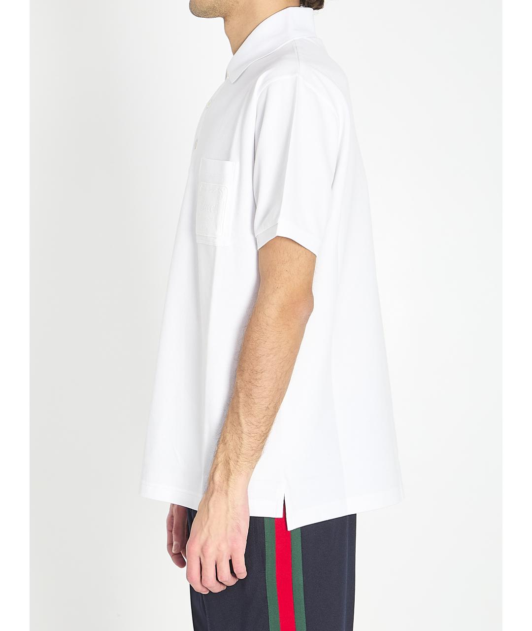 GUCCI Белое хлопковое поло с коротким рукавом, фото 4