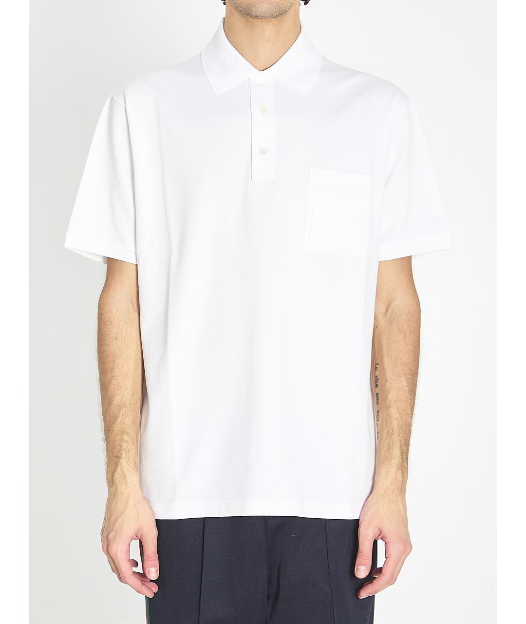 GUCCI Белое хлопковое поло с коротким рукавом, фото 2