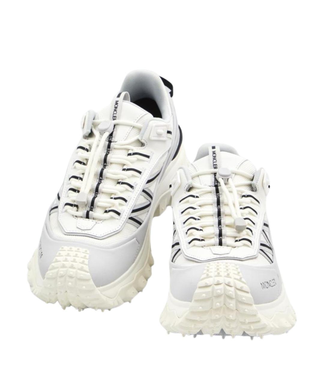 MONCLER Серые кожаные низкие кроссовки / кеды, фото 5