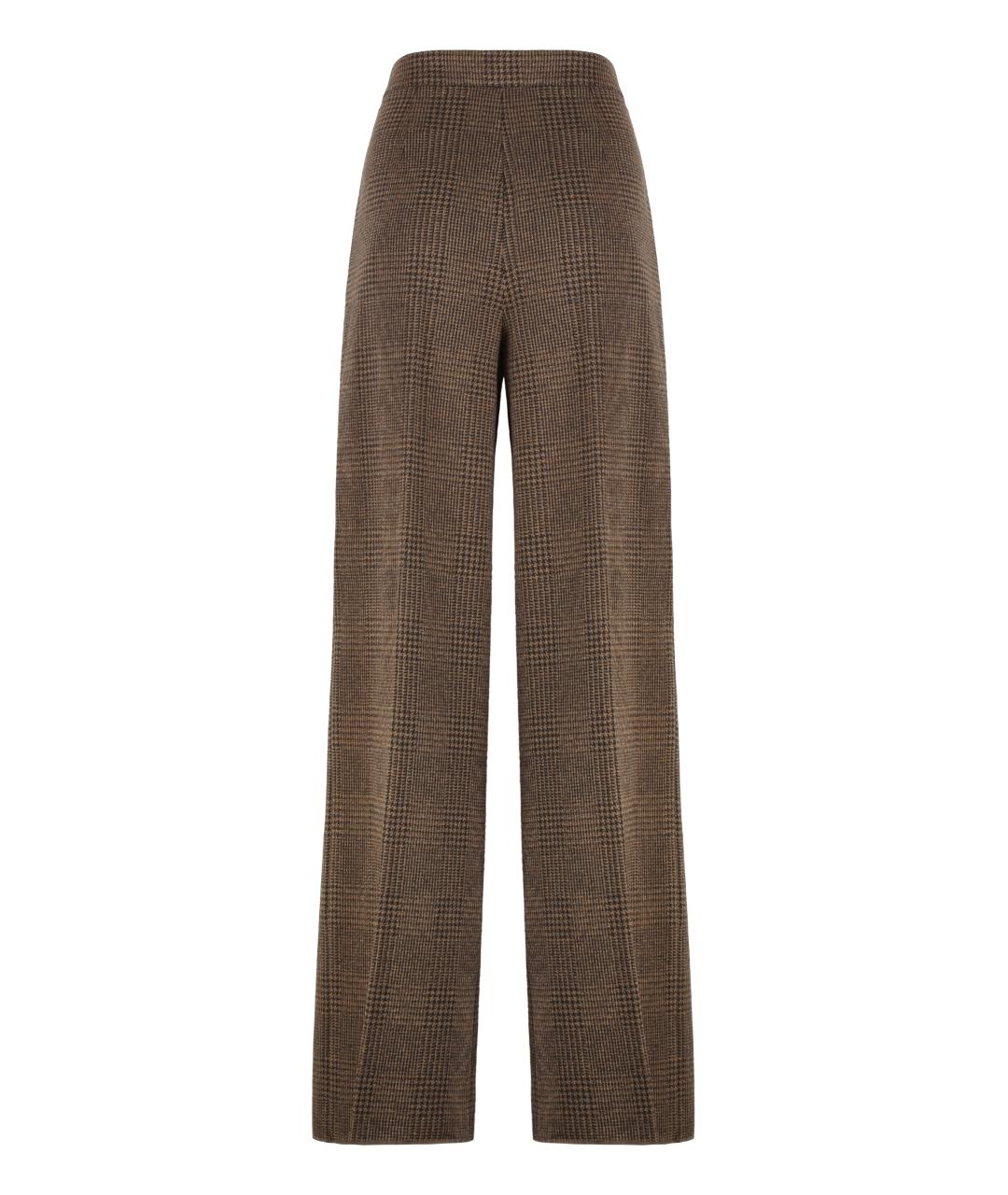 MAX MARA Коричневые шерстяные прямые брюки, фото 2