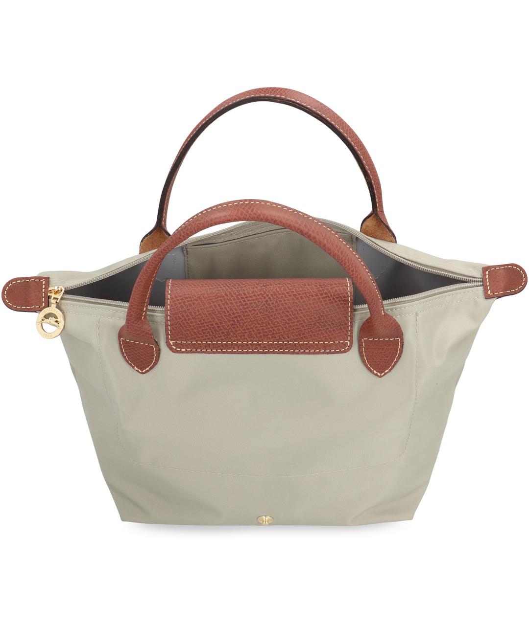 LONGCHAMP Серая синтетическая сумка с короткими ручками, фото 5